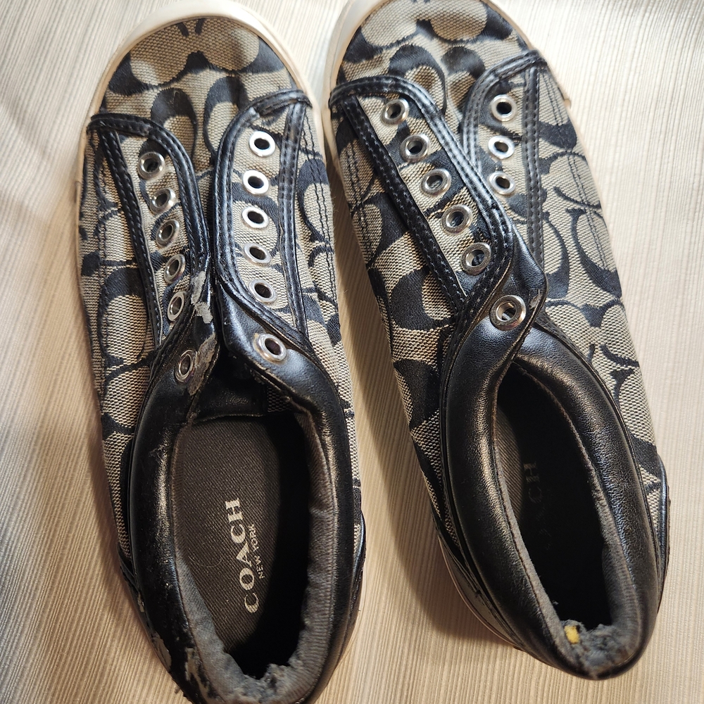 Coach Black and Cream Patterned Sneakers